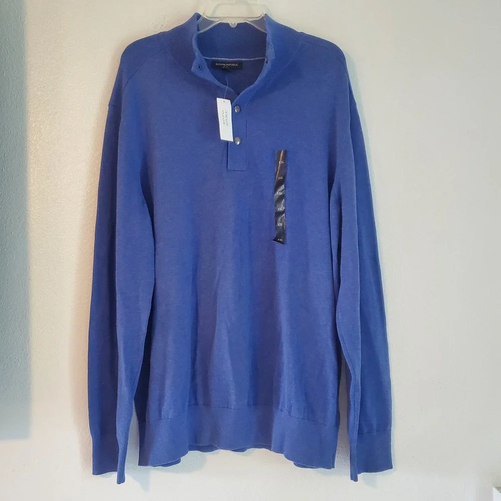 Banana Republic Sweater Mens 2XL Blue Pullover Long Sleeve‎ Cotton Shirt Casual